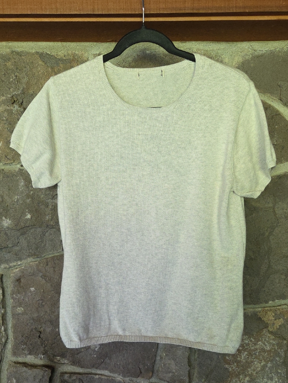 Light Beige Short Sleeve Knit Top